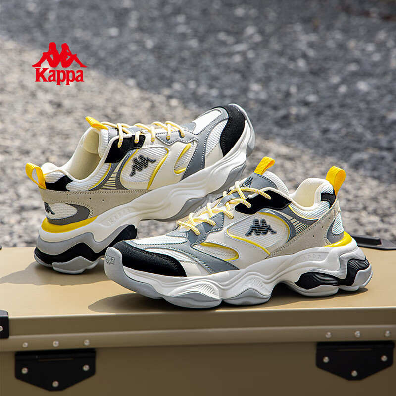 Kappa【清仓】卡帕男鞋户外徒步登山鞋秋冬新款软底减震耐磨休闲运动鞋 鹭羽白/静谧灰 42
