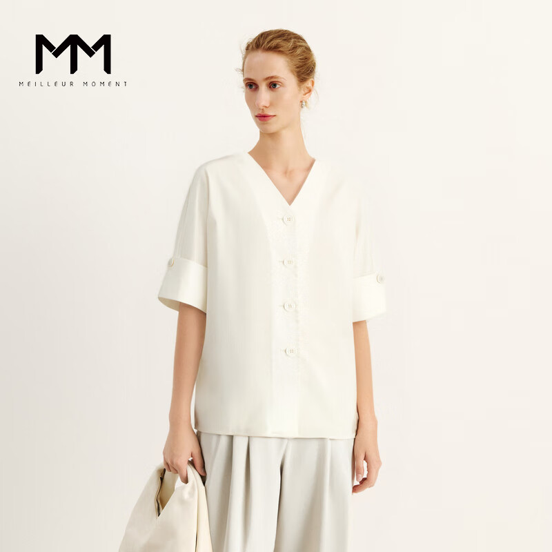 麦檬MM麦檬舒适贵气轻便凉爽衬衫上衣商场同款夏季5F4121991 淡黄 M