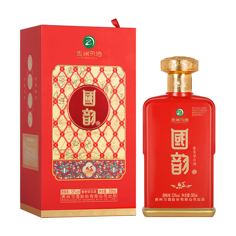 习酒【官方授权】酱香型白酒 送礼 习酒红 婚宴升学宴喜酒 53度 500mL 1瓶 习酒国韵红