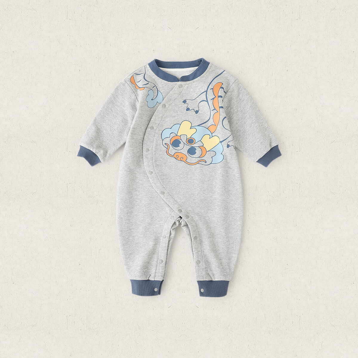 汉宫优品婴儿连体衣秋冬卫衣哈衣春秋季外出服新中式国风龙年秋装宝宝衣服 龙福齐天 80cm