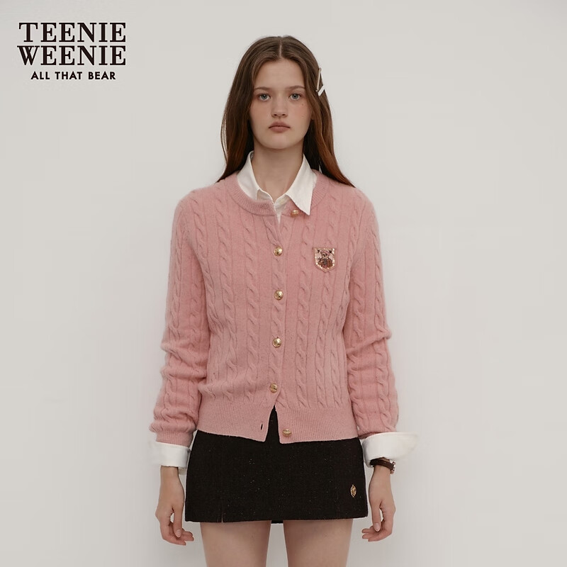 20点：Teenie Weenie 小熊 针织开衫女 毛衣外套 粉色 XS