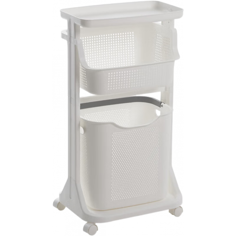 友耐(Younal)多功能臟衣籃衣服收納筐家用洗衣籃陽臺置物架大號臟衣簍 白色二層【加厚出口款/多層分類/帶滑輪】