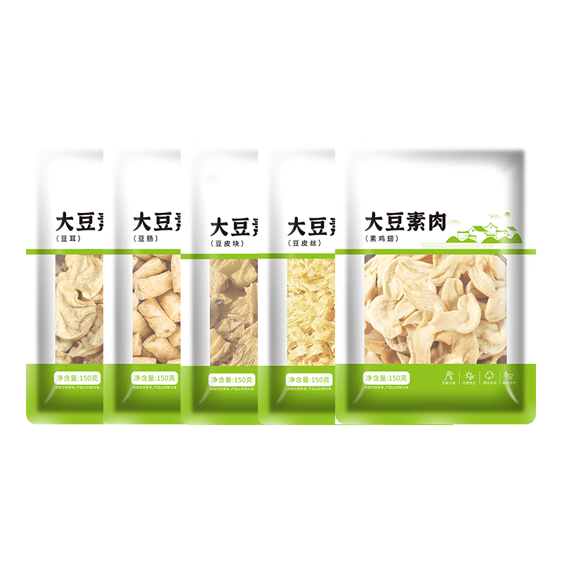 彬盛达无盐粒豆皮干货 东北非转基因大豆高蛋白豆制品豆腐皮 火锅食材 火锅套餐150g*5袋