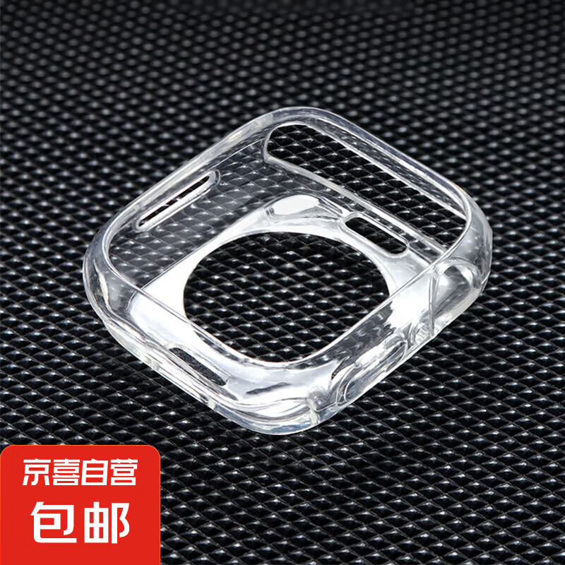 适用applewatch硅胶保护壳S9边框壳iwatchS8/7/6/5/4/se代半包软壳硬壳41mm/45mm苹果手表表带防摔 半包软壳-透明 iwatchS10【42mm表盘】