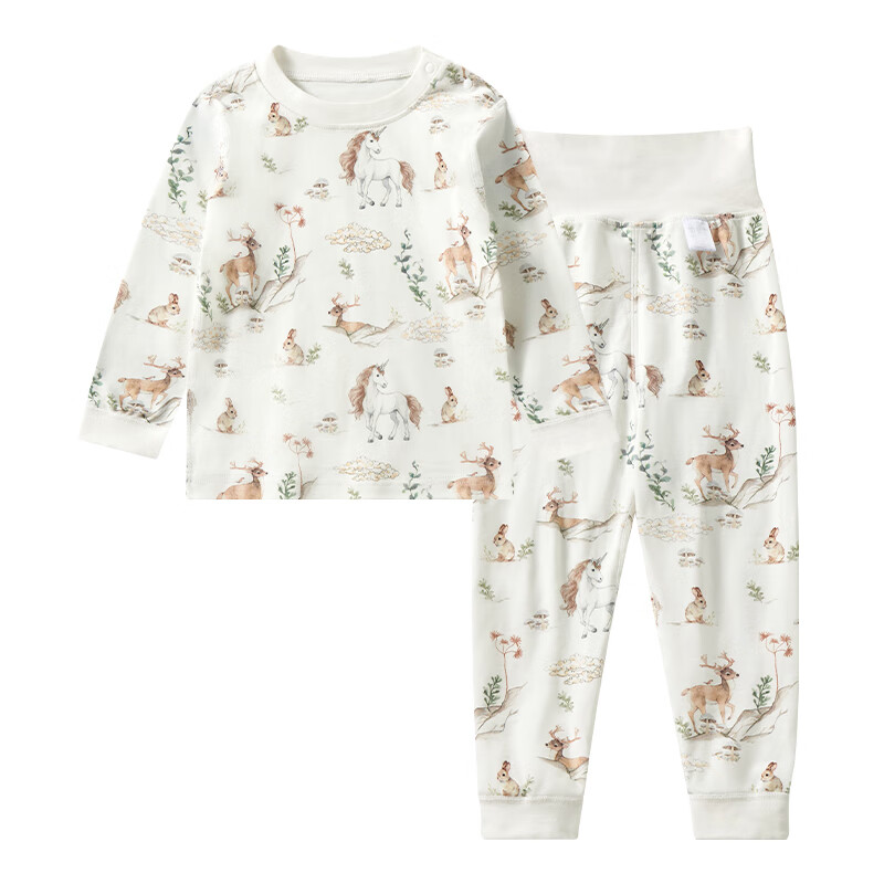 ELLE BABY儿童保暖内衣中小童秋衣秋裤纯棉高腰保暖宝宝内衣套装秋冬睡衣 独角兽之旅 120 【推荐身高110cm-120cm】