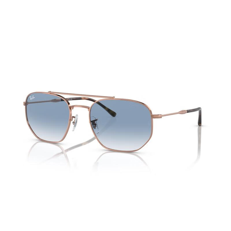 雷朋（RayBan）經(jīng)典女士蛤蟆鏡金屬全框潮流街拍眼鏡司機(jī)開車墨鏡 RB3707 Rose Gold_Blue Gradient L
