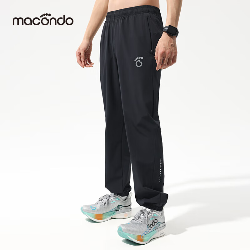 马孔多（macondo）原创单品丨面膜感长裤春夏跑步速干运动裤防晒抗菌 黑色男 2XL