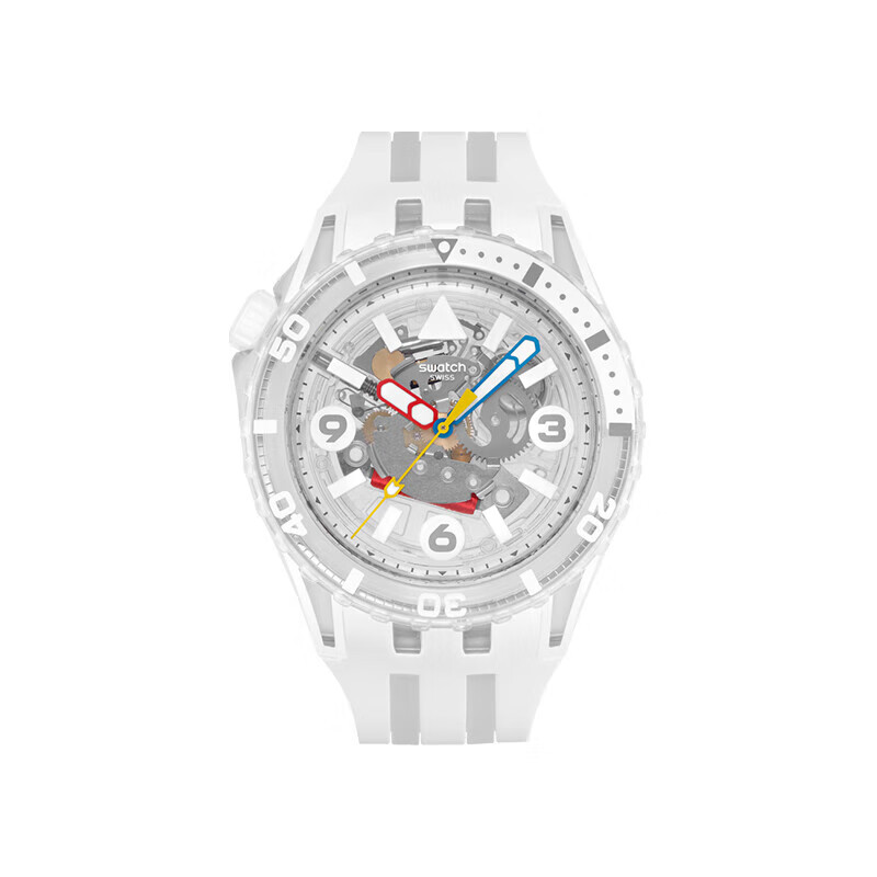 斯沃琪（Swatch）瑞士手表 潜航系列 时尚夜光透视石英腕表生日礼物石英手表 皓月潜航 SSCU09K100