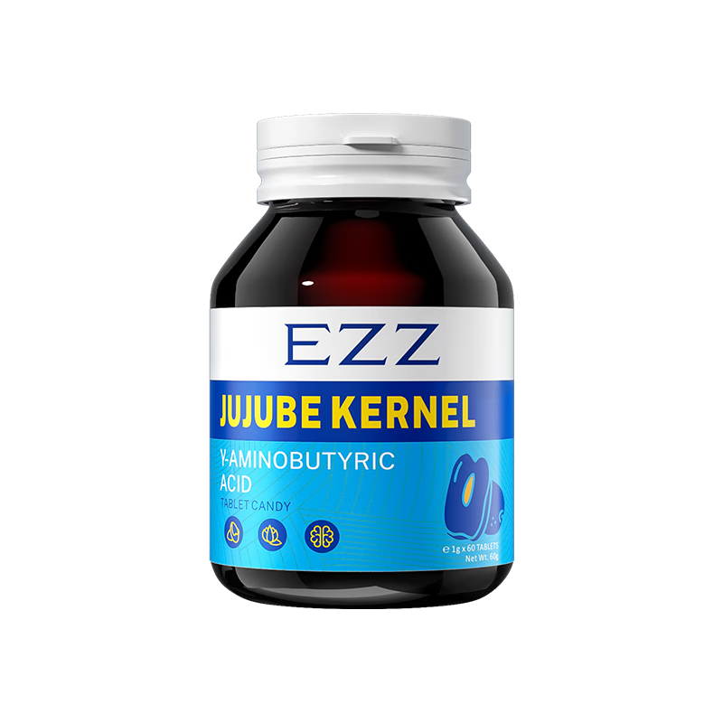 EZZ氨基丁酸GABA酸棗仁睡眠片閃睡片非褪黑素60粒