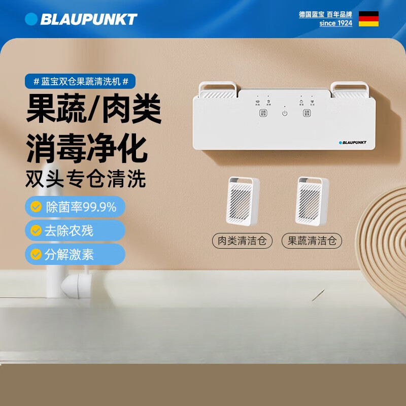 蓝宝（BLAUPUNKT）果蔬清洗机家用食材净化洗菜器蔬菜去除农药洗肉水果卫士 双仓净化款