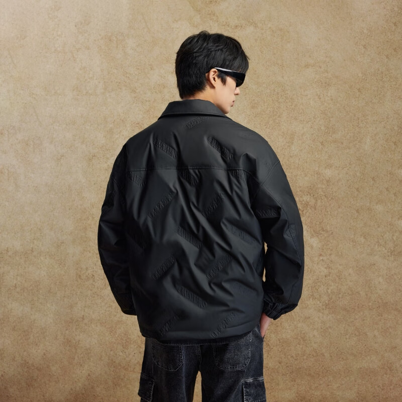 杰克·琼斯(JACK&JONES)男装25年秋冬季轻薄羽绒服男士翻领无帽短款PU压胶鸭绒服夹克 E41黑色 L (180)