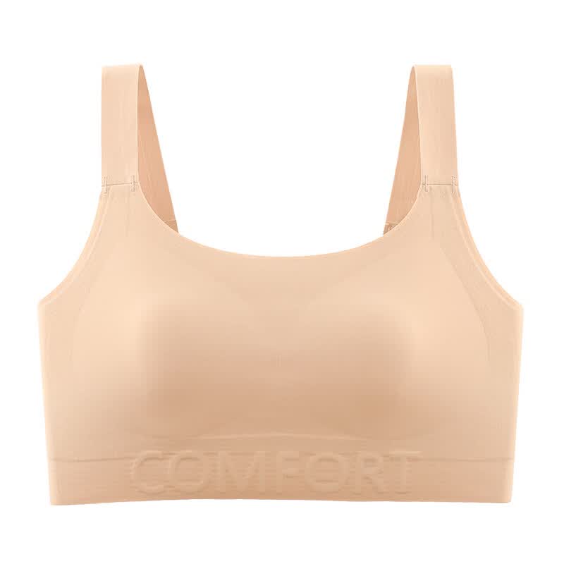 莫代尔束胸内衣女大胸显小运动背心防震裹胸防下垂粉底液隐形无痕文胸罩 粉底液肤 M 90-105斤34/75ABC] 现货