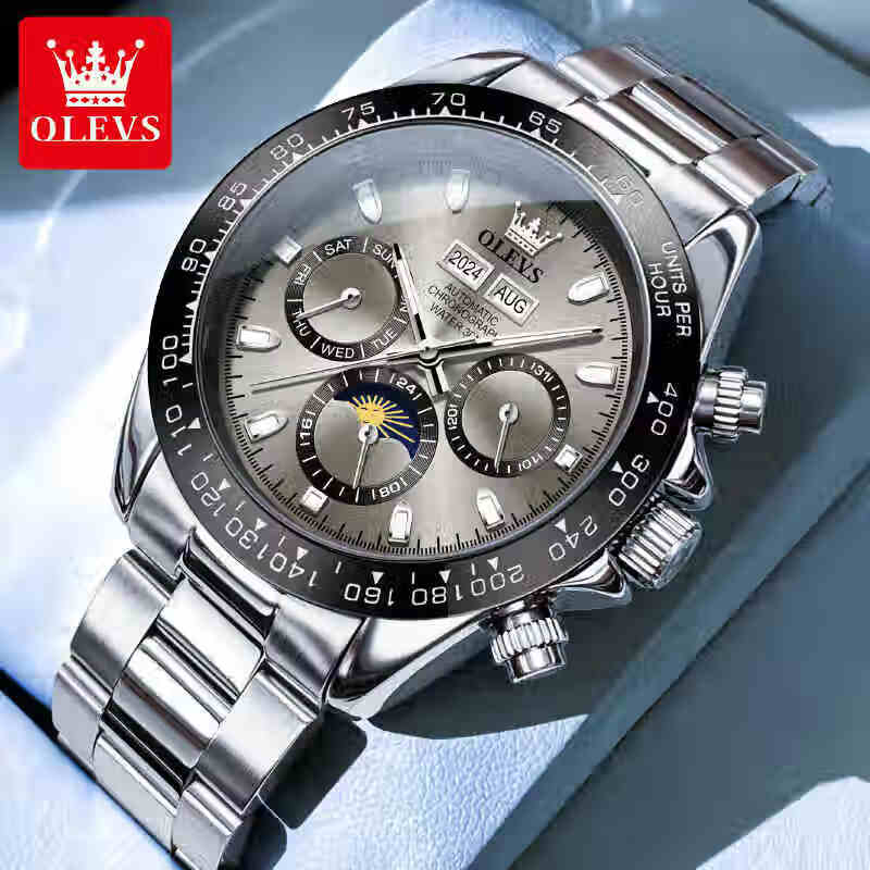 劳力士王子瑞士进口手表男士款迪通拿机械表白熊猫迪防水夜光名牌绿金迪男表 瑞士进口-灰熊猫迪