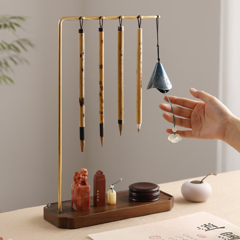 中国美術 唐木造 紅木 筆掛 14本掛 筆架 書道具 /検) 木製 木造 細密細工 古美術品 影樓古裝拍照擺件中國風古典攝影道具文房四寶毛筆架子筆掛筆擱| 協貿