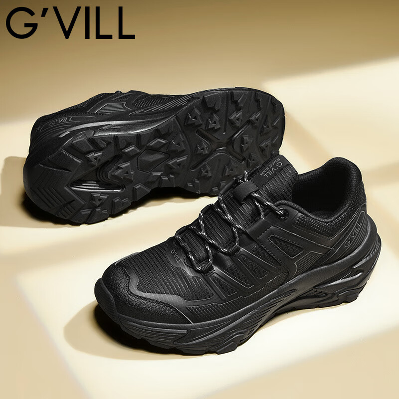 贵之步秋冬季新款增高柔软减震运动鞋男鞋低帮厚底潮流舒适休闲鞋 黑色 G018 40 （运动鞋码）