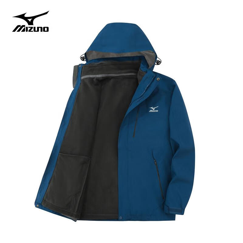 美津浓户外夹克外套男女三合一冲锋衣两件套抓绒保暖防风登山服