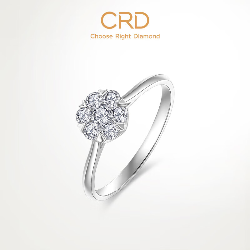 克徕帝（CRD）钻戒金钻石戒指女婚戒求婚群镶30分真钻订婚 手捧花_Pt950钻戒【共约20分】指圈号询客服_