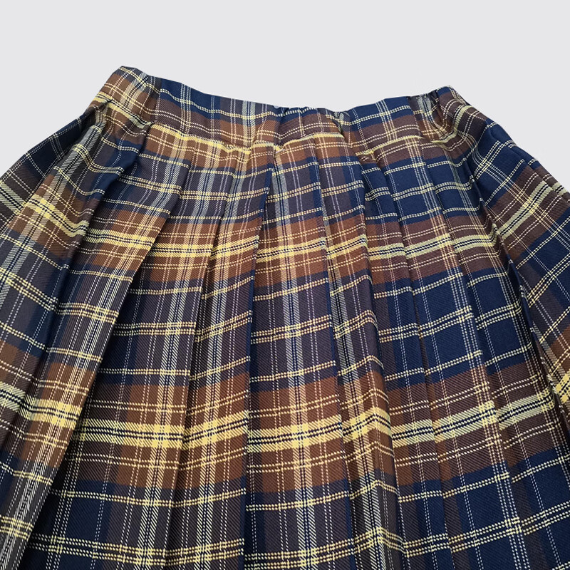 罗蒙女童JK套装格子裙半身裙夏季儿童宝宝短裙高腰显瘦百褶裙 黄色格子短裙 130