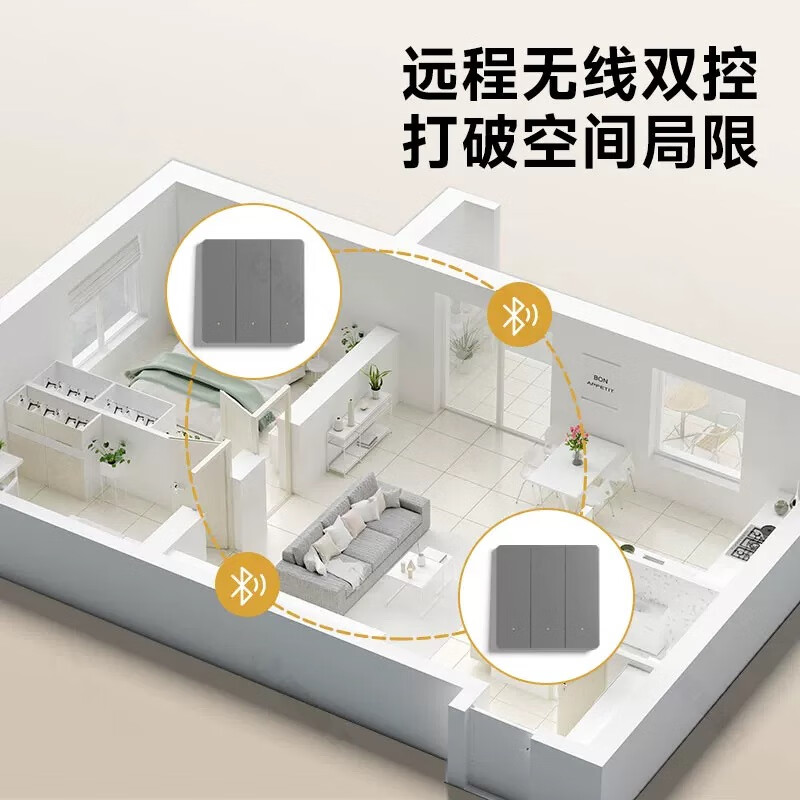 米家APP新款智能开关控制灵动小爱同学全屋单零火新款蓝牙mesh2.0 零火版 一开PC-白色（新款2.0）