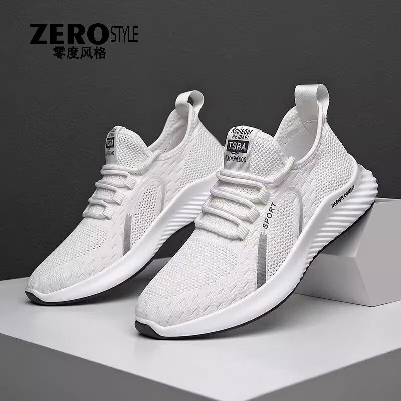 零度风格·ZERO STYLE轻奢男鞋2026新款透气运动鞋男网面软底轻便防滑鞋子男休闲鞋 黑色 【品牌限量款】 44 【标准皮鞋码】