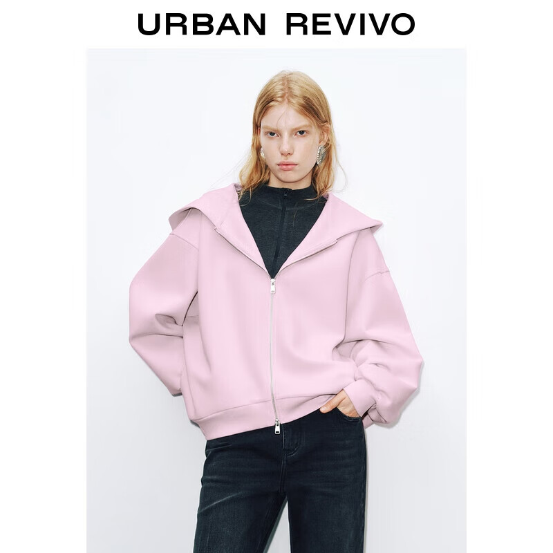 UR2025秋季新款女装潮流简约连帽拉链超宽松外套UWJ150080
