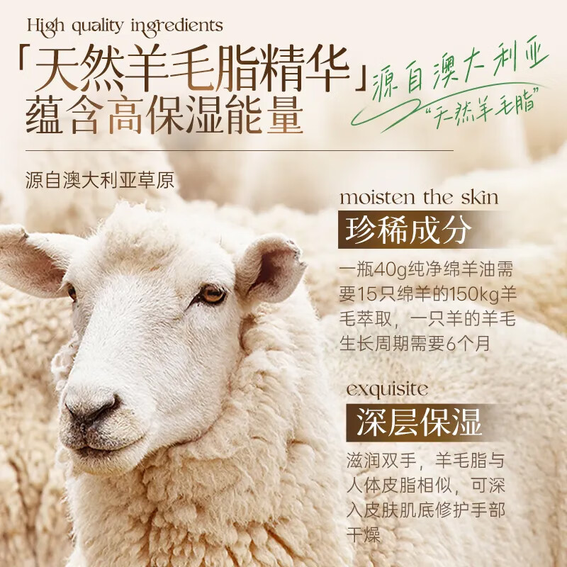 GINBI绵羊油护手霜滋润保湿补水防干燥持久留香不油腻淡手纹男女通用 绵羊油护手霜40gx6支