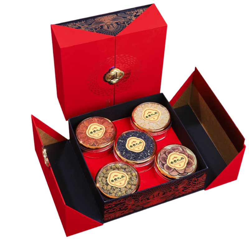 半山農(nóng) 西洋參禮盒過(guò)節(jié)禮品補(bǔ)品送長(zhǎng)輩高檔石斛紅參鹿茸黑枸杞五拼180克