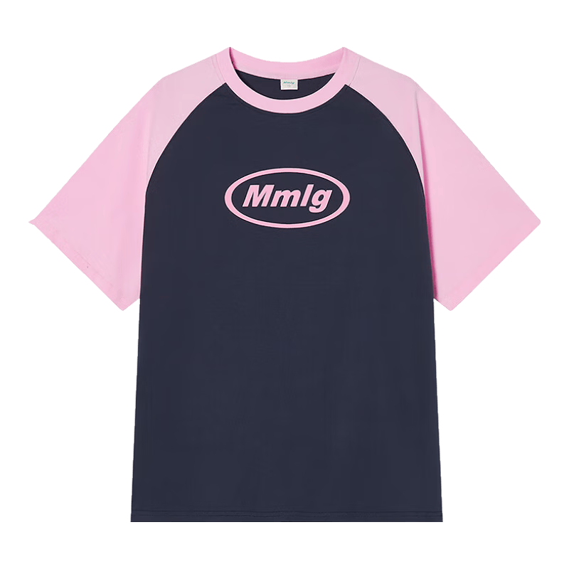 Mmlg 87mm 纯棉短袖T恤女夏季新款宽松显瘦韩系插肩上衣情侣体恤衫 深粉色 M