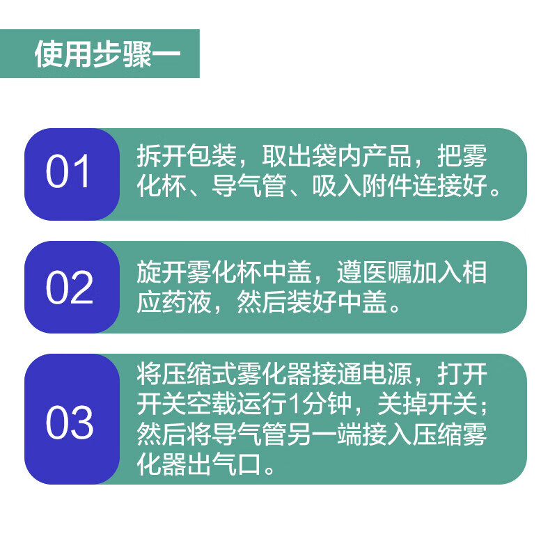 瑞贝松雾化器面罩医用儿童成人家用压缩式雾化医用耗材可调节雾化量大小 婴幼儿卧式款3支装