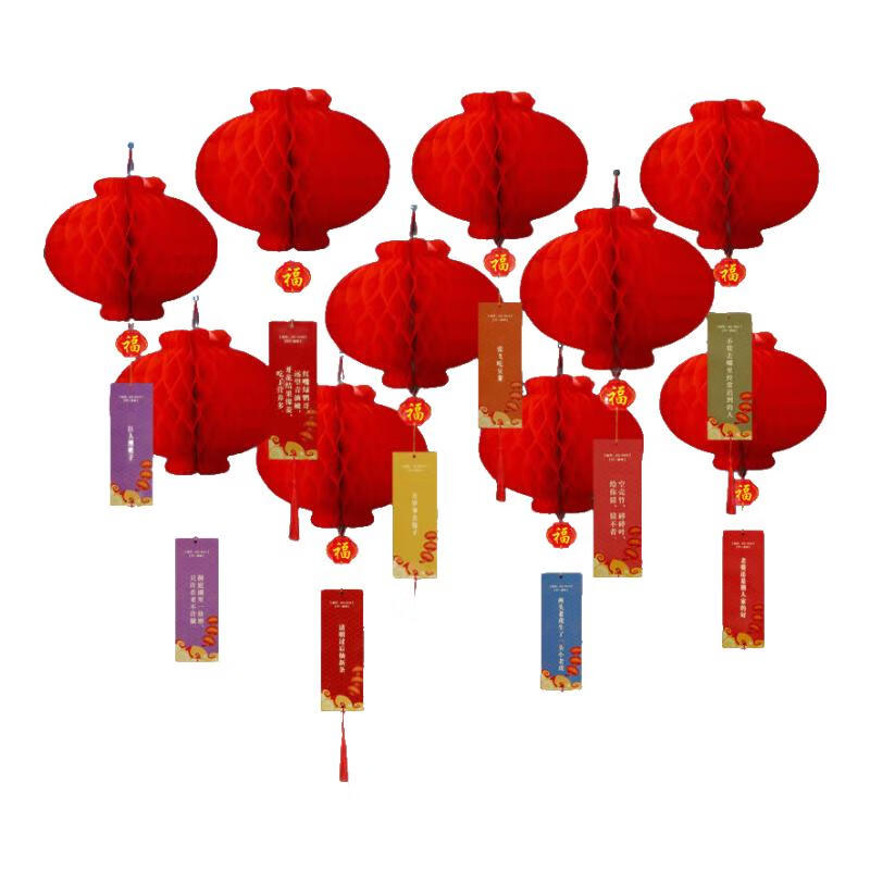 雄冠中秋節(jié)裝飾花燈燈謎掛飾古風(fēng)燈籠國風(fēng)中式氛圍場(chǎng)景布置商場(chǎng)猜燈謎 30#直徑25cm塑紙燈籠+燈謎（10套）