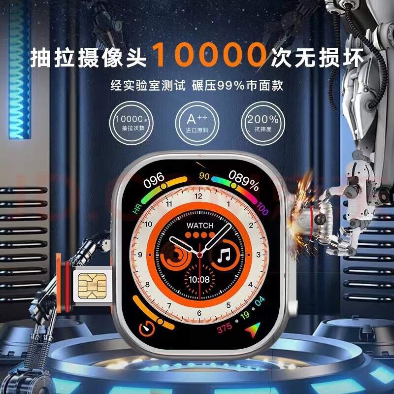HUWXMAXI华为机鸿蒙系统苹果机I0S适用定位儿童电话手表智能可插卡防水学生初高中生专用青少年6-16岁男女 至尊白190°摄像+128微Q抖+任意下载+长续航