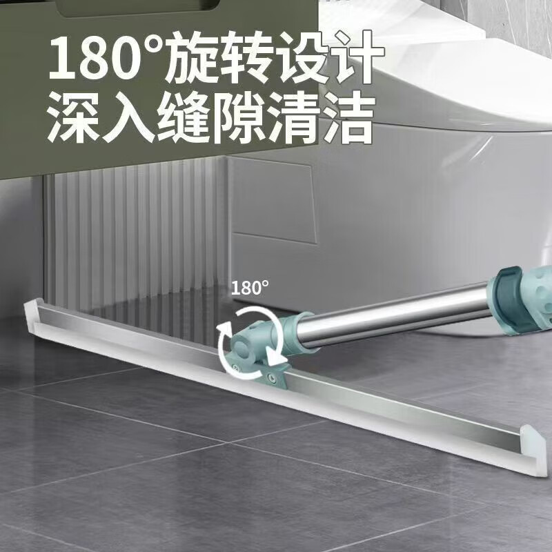 列文虎克全新硅胶魔术扫把地刮地板清理扫帚180°可旋转浴室卫生间刮水器 伸缩杆+35cm透明硅胶1条
