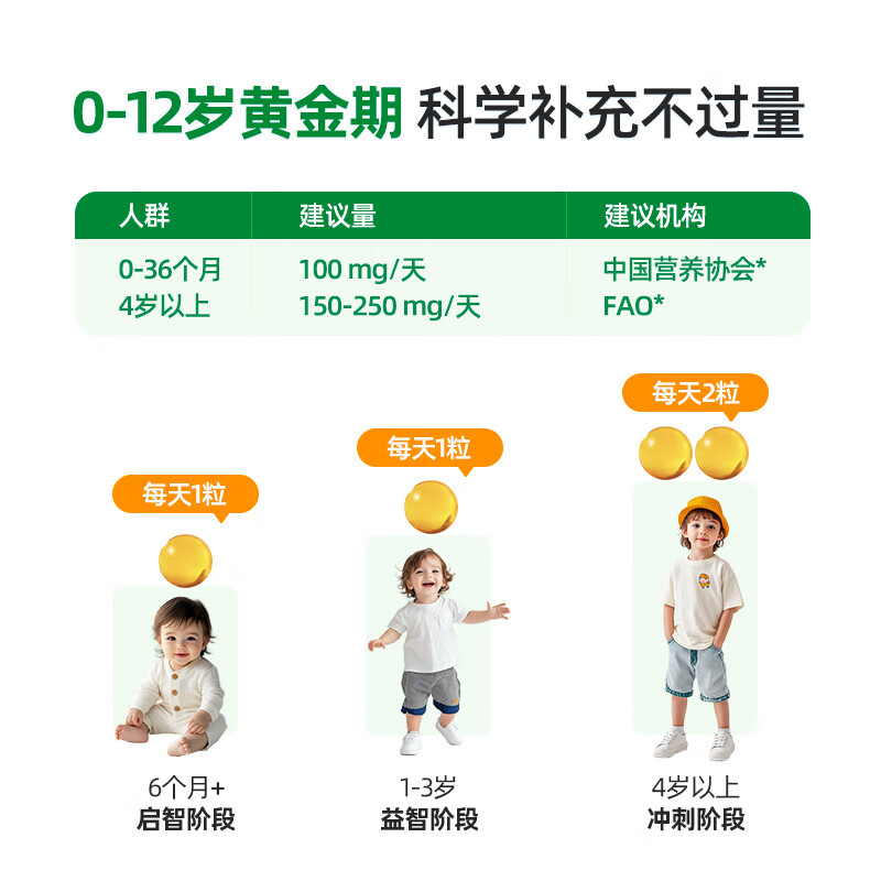 ChildLife童年时光婴幼儿藻油dha0防腐儿童学生补脑dha 【天然藻油】藻油DHA胶囊60粒/瓶