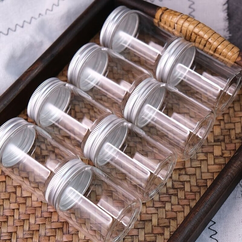 简漾可蒸煮耐高温防爆玻璃瓶燕窝分装瓶果酱瓶玻璃密封罐鲜炖食品级 50毫升8只+铝盖