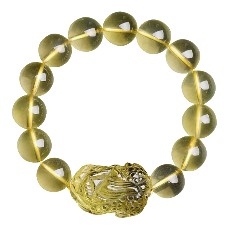 初緣天然黃水晶手鏈男女款貔貅水晶瑪瑙情侶手串本命年禮物送男女友 8-9MM-黃水晶貔貅手鏈