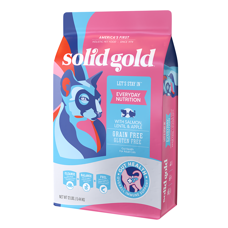 素力高（SolidGold）【限時贈罐頭】進口高蛋白鮮肉三文魚含魚油美毛全價成貓糧12磅