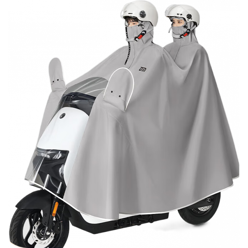 正招電動(dòng)雙人雨衣加厚防暴雨長(zhǎng)款雨披 5XL雙人-霧凇灰【秒戴頭盔+一秒穿脫+鏡套可兩用 均碼