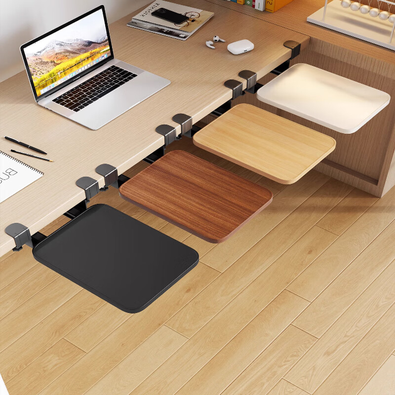 木格格键盘托架桌下侧边扩展支架免打孔电脑桌办公室滑轨悬挂桌面延长板 原木17.5*25*1.2