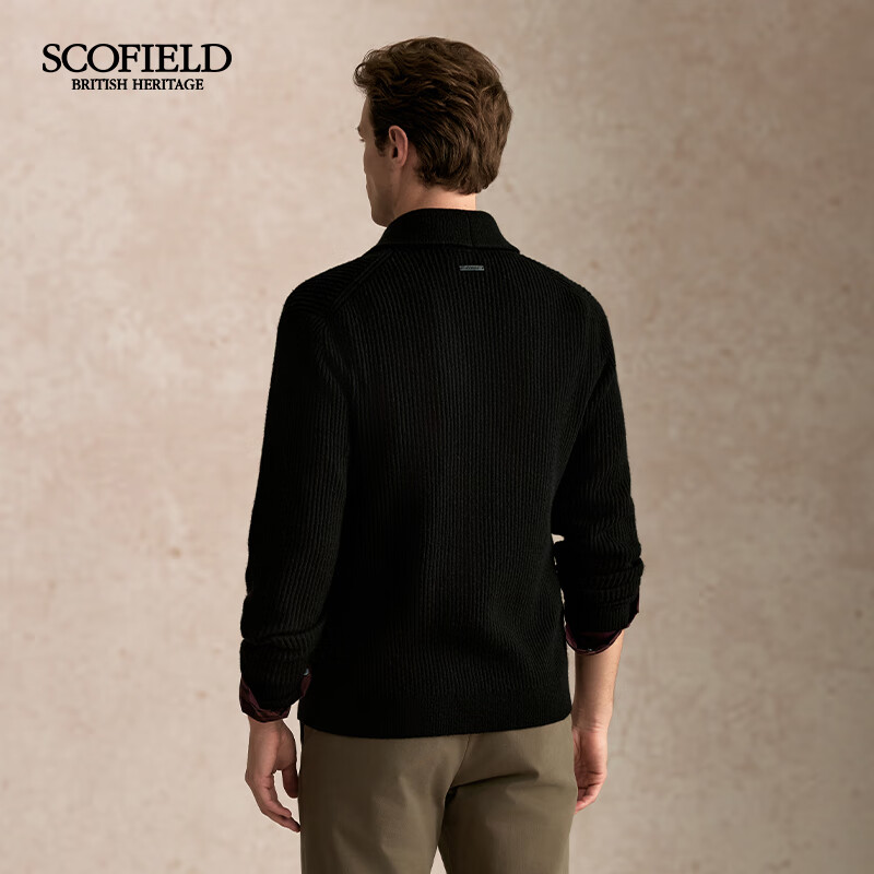 Scofield男装25年秋季新款时尚百搭青果领潮流经典简约开衫外套 黑色 M （170）