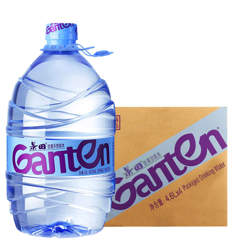 景田 大瓶4.6l *4瓶整箱装包装饮用水和饮用天然泉水新老包装随机发货