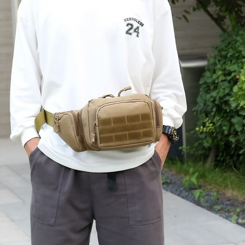 美兰登【甄选厂家】军迷腰包男士户外多功能便携单肩包战术腰包跑步运动 军绿色【轻便耐磨】