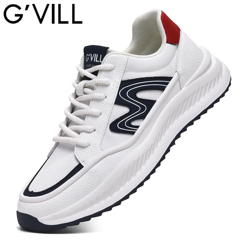 贵之步春秋2026新款男士厚底增高运动鞋阿甘风软底防滑耐磨百搭休闲鞋 白蓝 四季款（G1601） 42