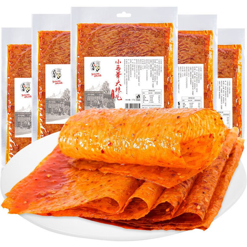 雪偉小馬哥手撕老式大辣片辣條解饞網(wǎng)紅零食兒時(shí)休閑食品小吃整箱 75g*5袋【】