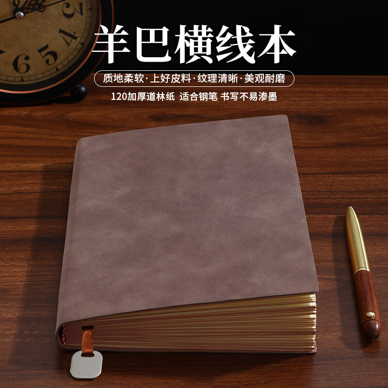 嘉然恒羊巴皮简约A5笔记本本子商务办公记事本文具高档会议记录本高颜值日记手帐本企业定制可印logo