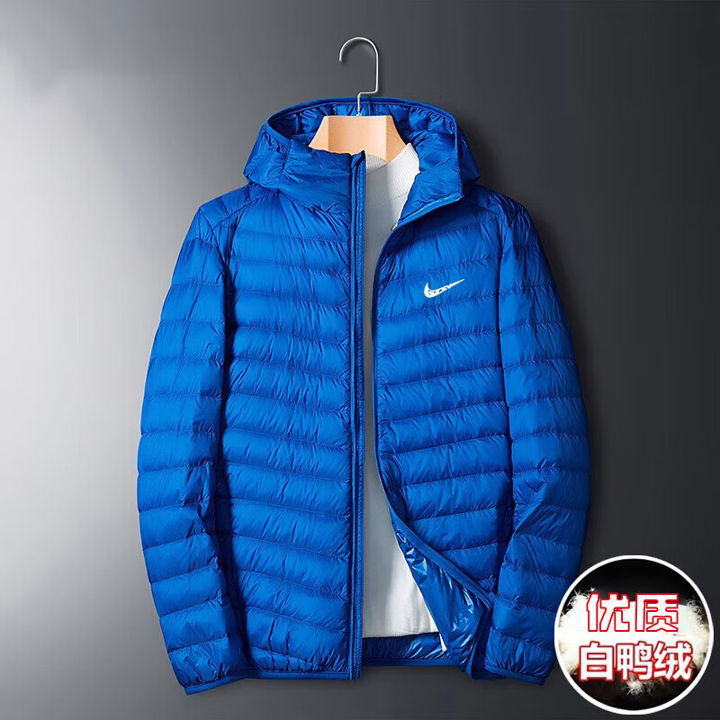 轻薄白鸭羽绒服宽松大码连帽休闲秋冬防风保暖男女立领外套 16050黑色立领 3XL 160-175斤