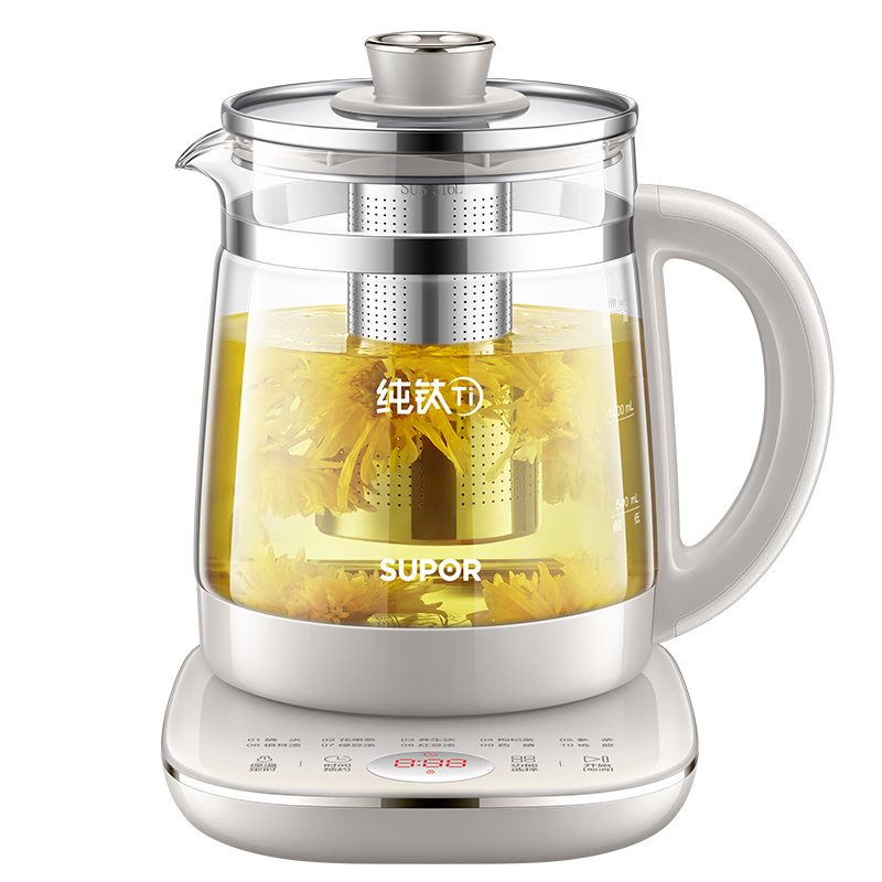 苏泊尔（SUPOR）1.5L养生壶煮茶壶烧水壶电热水壶煮茶器花茶壶 316L不锈钢纯钛0涂层 0胶水多段恒温保温SW-15YQ64