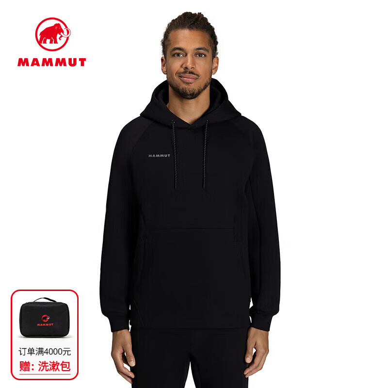 猛犸象（MAMMUT）Dyno 2.0 男女同款舒适百搭保暖连帽抽绳卫衣内胆抓绒衣 黑色 S