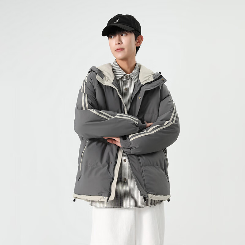 JEEP SPIRIT吉普连帽棉衣男秋冬季新款男士棉服加厚保暖外套户外防风上衣服 深灰色 3XL