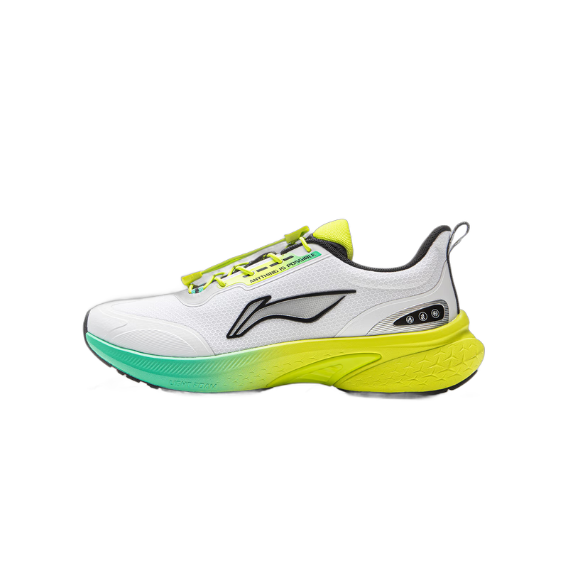 李宁巡航2 V2丨童跑步鞋大童25新款反光回弹支撑运动鞋 标准白/黑色-7 33