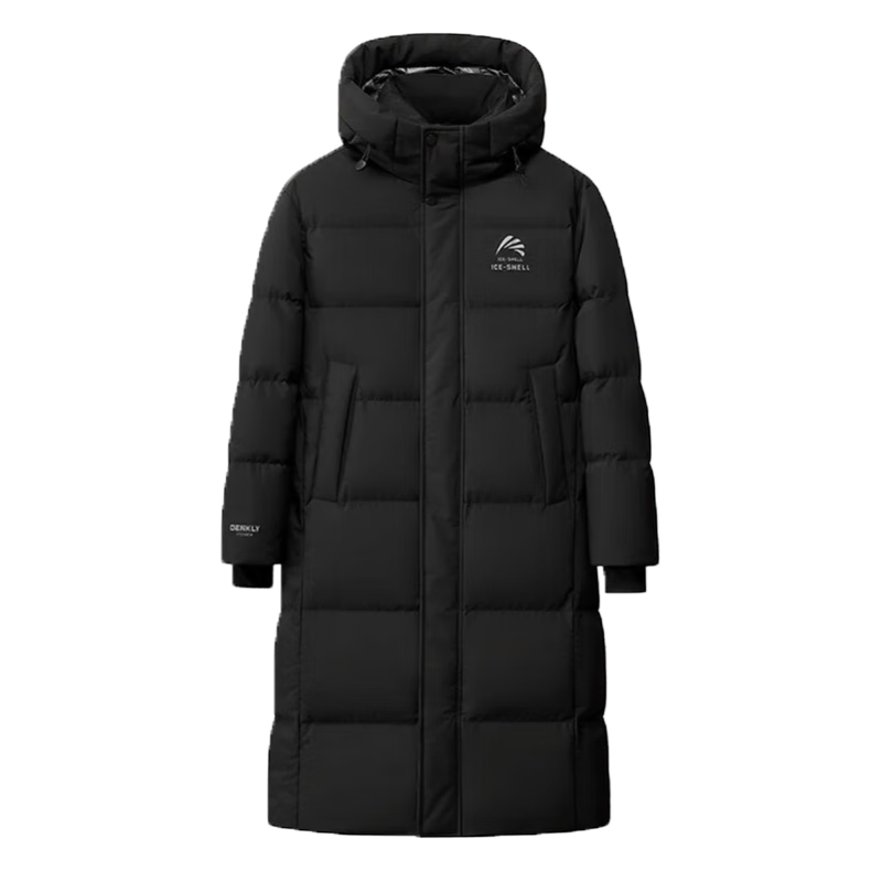 鸭鸭王一博同款冰壳系列3.0pro羽绒服男女长款过膝25冬季新款极寒外套 青光黑 M (建议115-135斤)